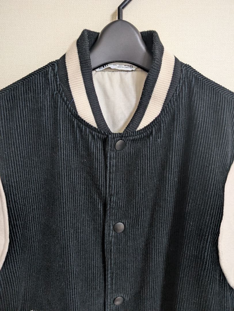 ZARA テディジャケット コーデュロイ 黒 ブラックL