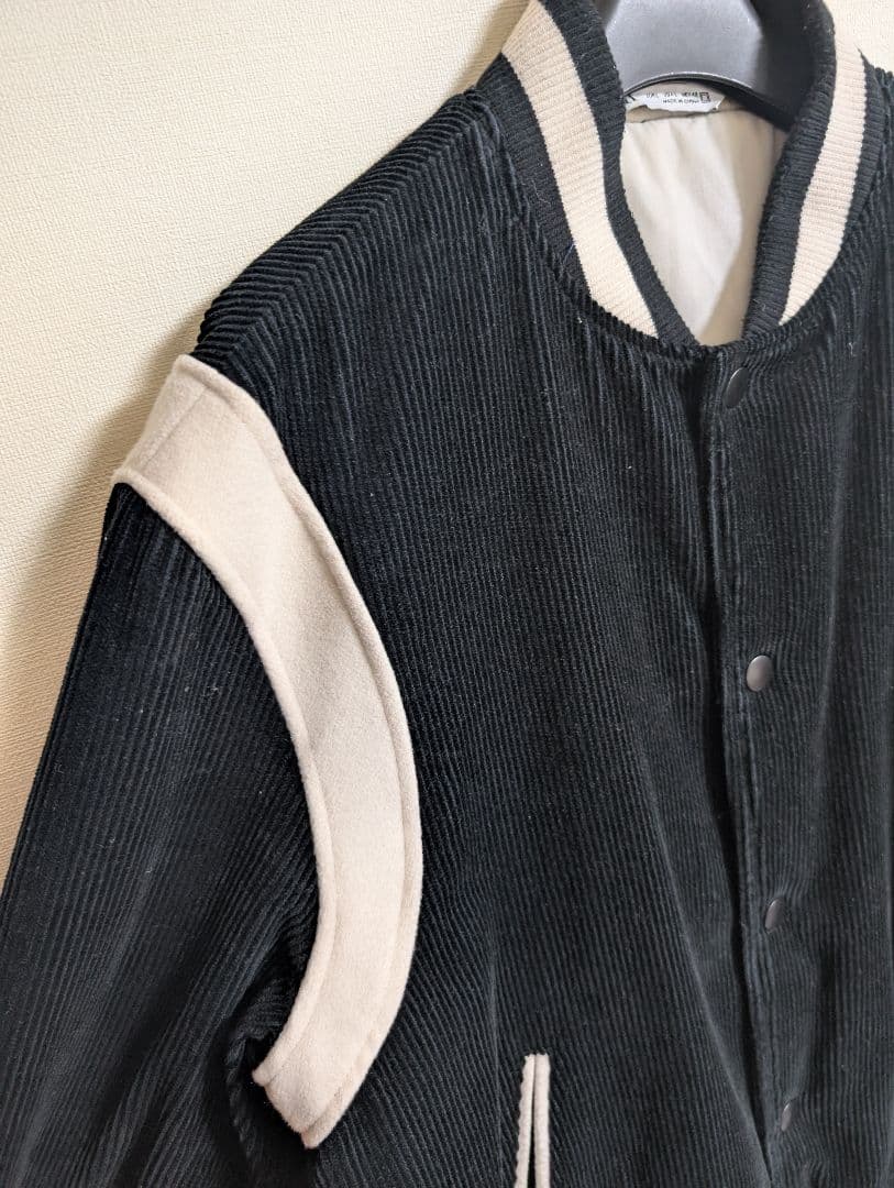 ZARA テディジャケット コーデュロイ 黒 ブラックL