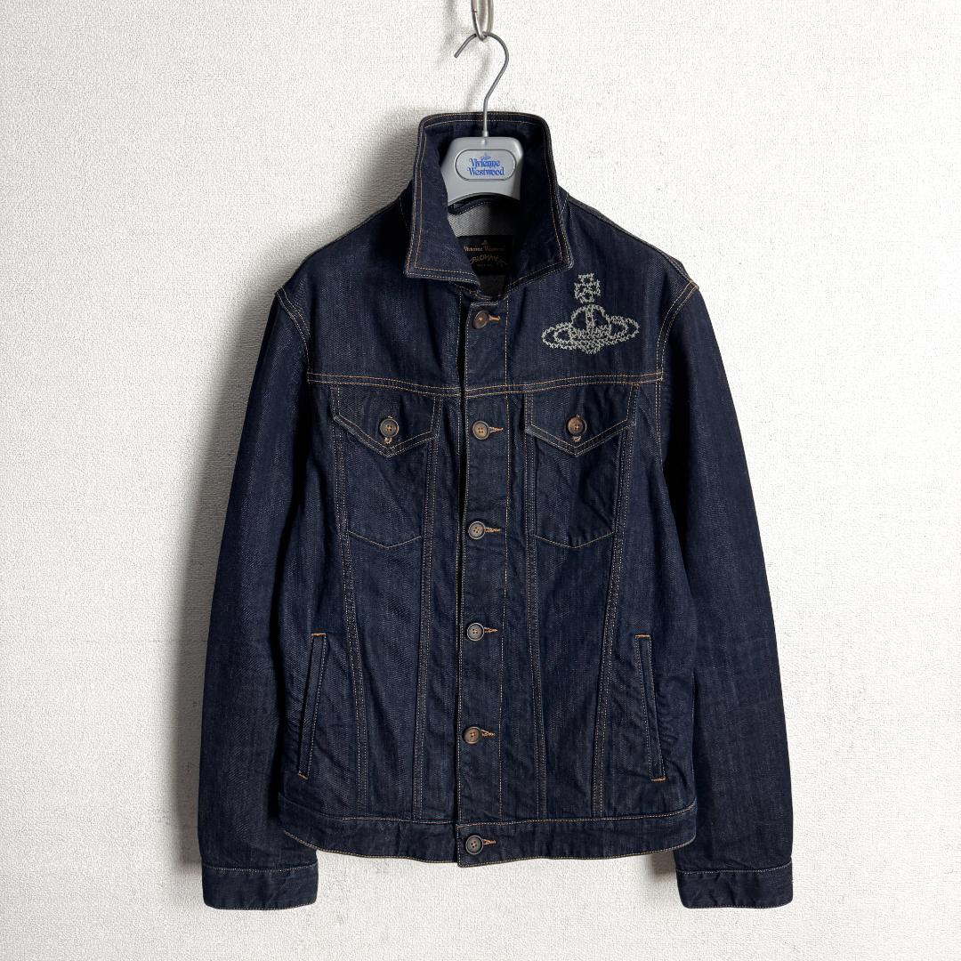 【スクイグル柄☆オーブ刺繍】ヴィヴィアンウエストウッド デニムジャケット