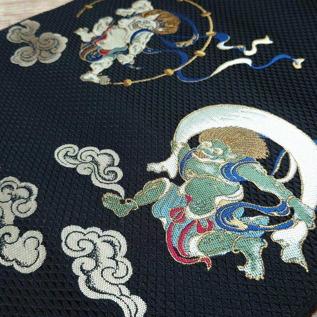 名古屋帯 風神雷神 黒 俵屋宗達 お仕立て込み