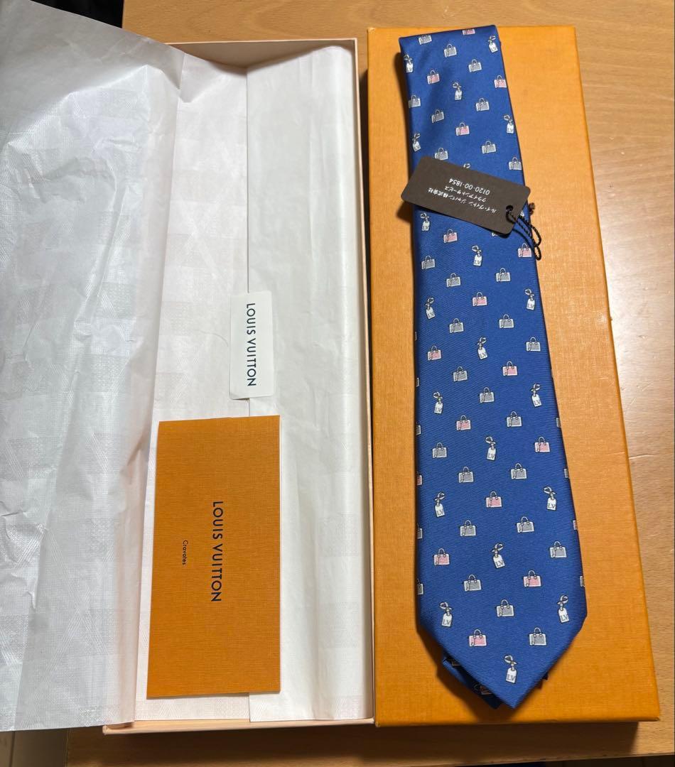 新品　タグ付き　LOUIS VUITTON ネクタイ　バック柄　青