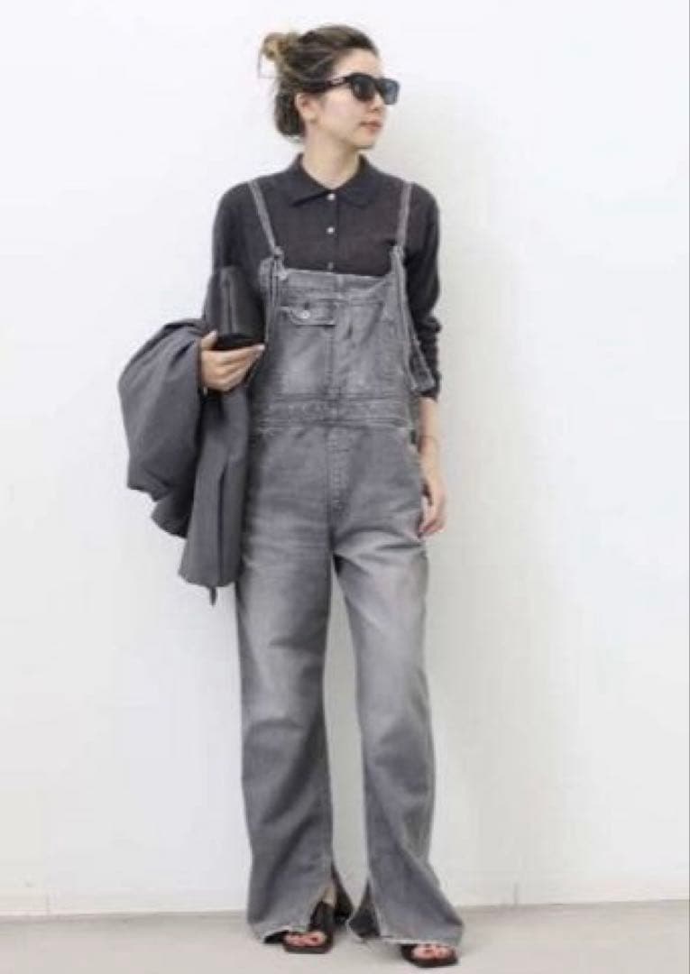 L'Appartment グレー デニム サロペット