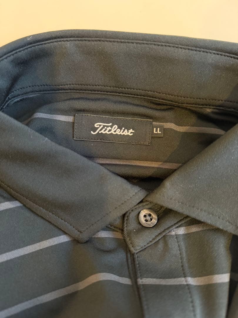 Titleist ストライプ ゴルフシャツ LL ブラック/グレー