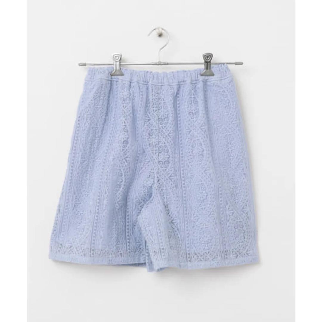 KBF シアーエンブロイダリーハーフパンツ ライトブルー