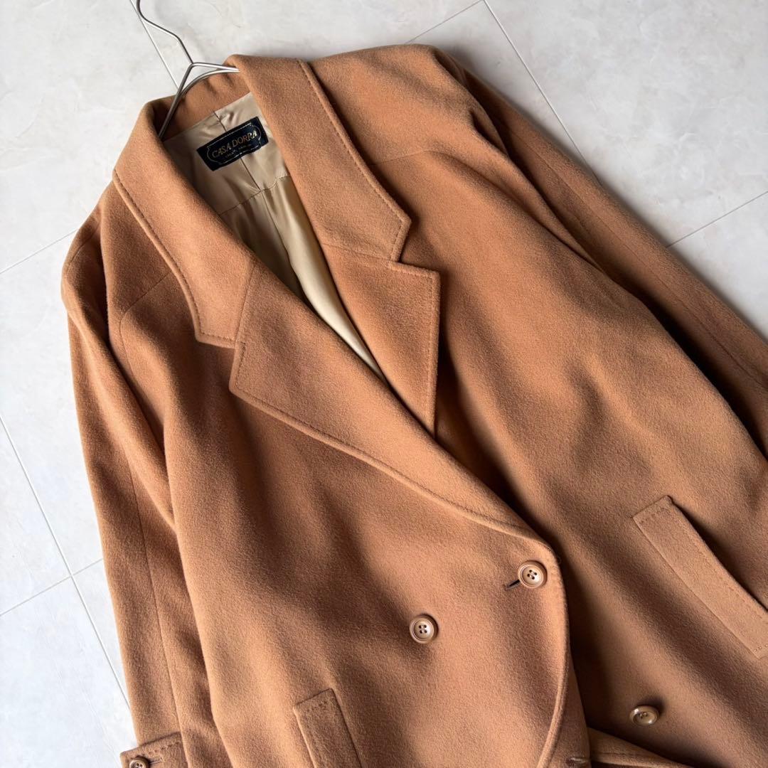 カシミヤ100% CASA DORRA カサドーラ ダブルコート キャメル L