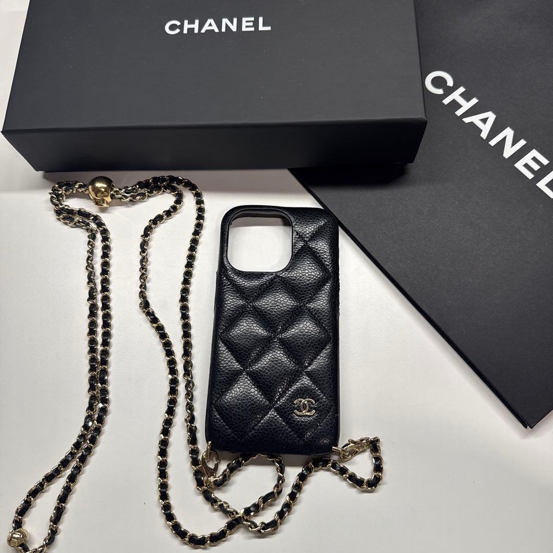 【専用】CHANELキャビアスキンレザー iPhone15proケース