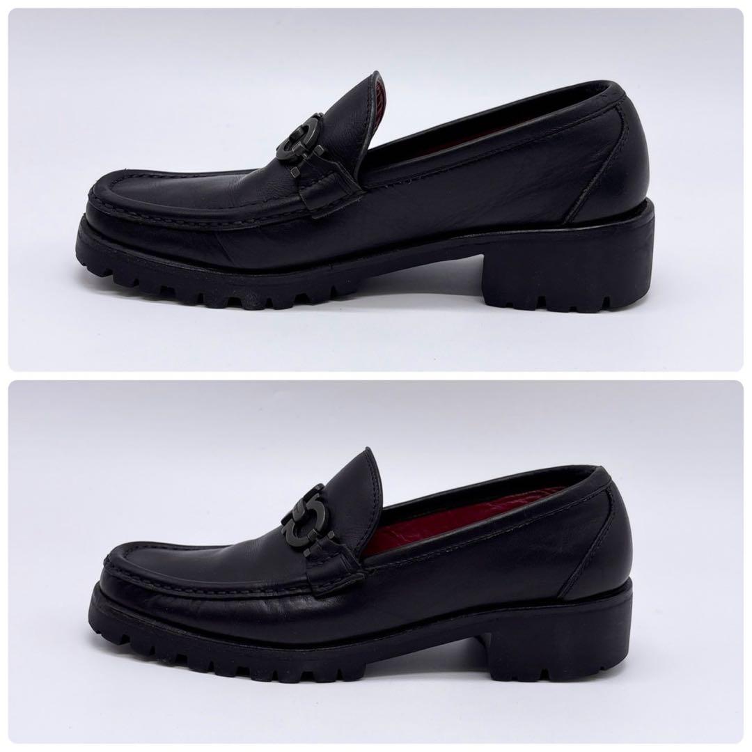 Ferragamo フェラガモ ガンチーニ ヒールローファー ブラック