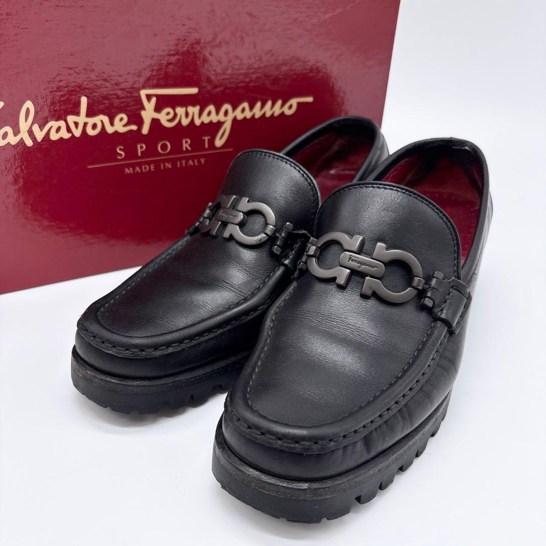 Ferragamo フェラガモ ガンチーニ ヒールローファー ブラック