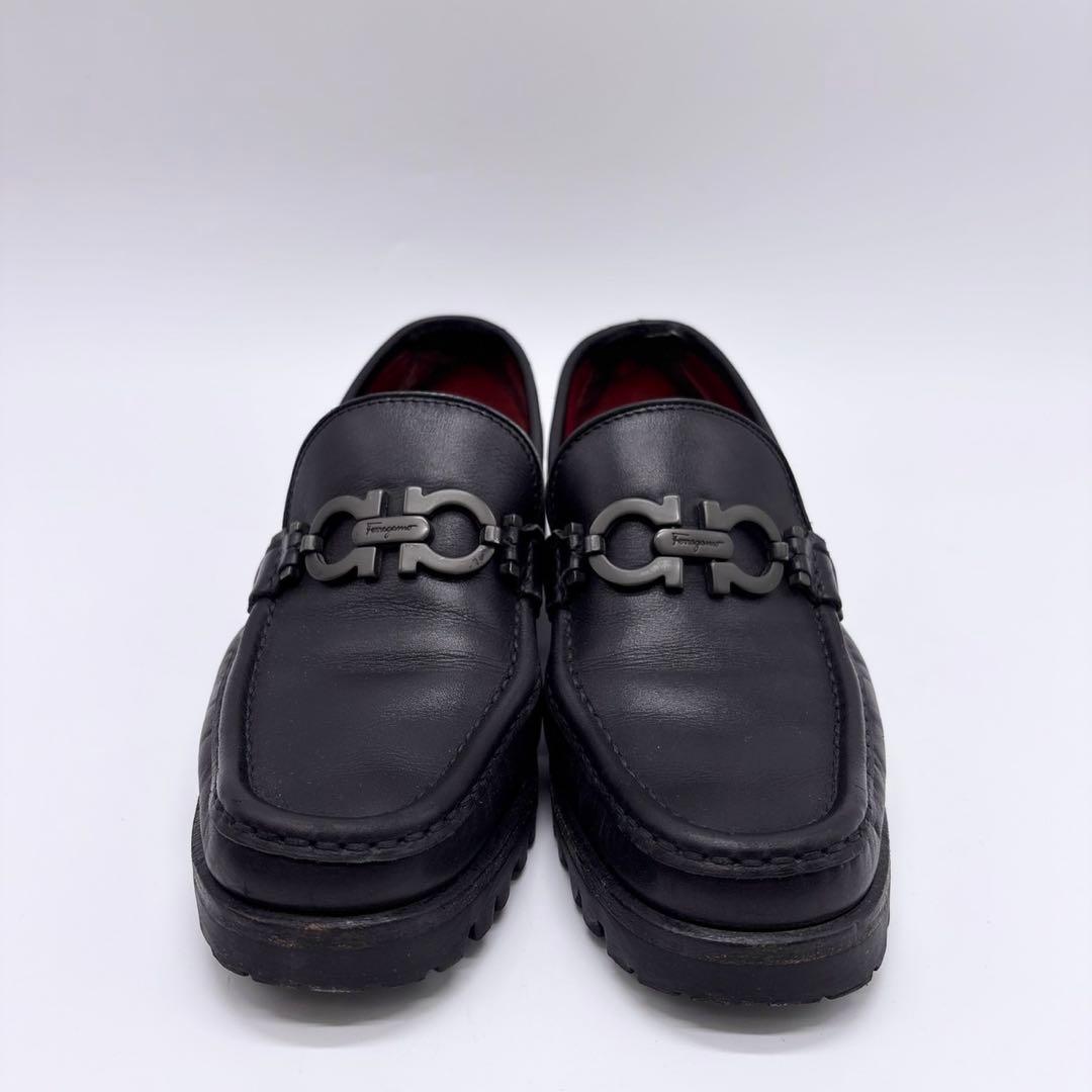 Ferragamo フェラガモ ガンチーニ ヒールローファー ブラック