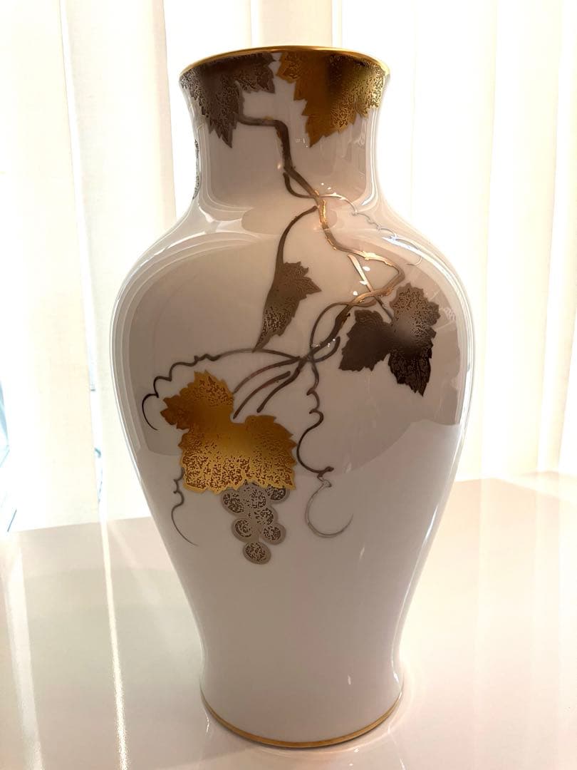 大倉陶園　金蝕葡萄　花瓶　36㎝　美品