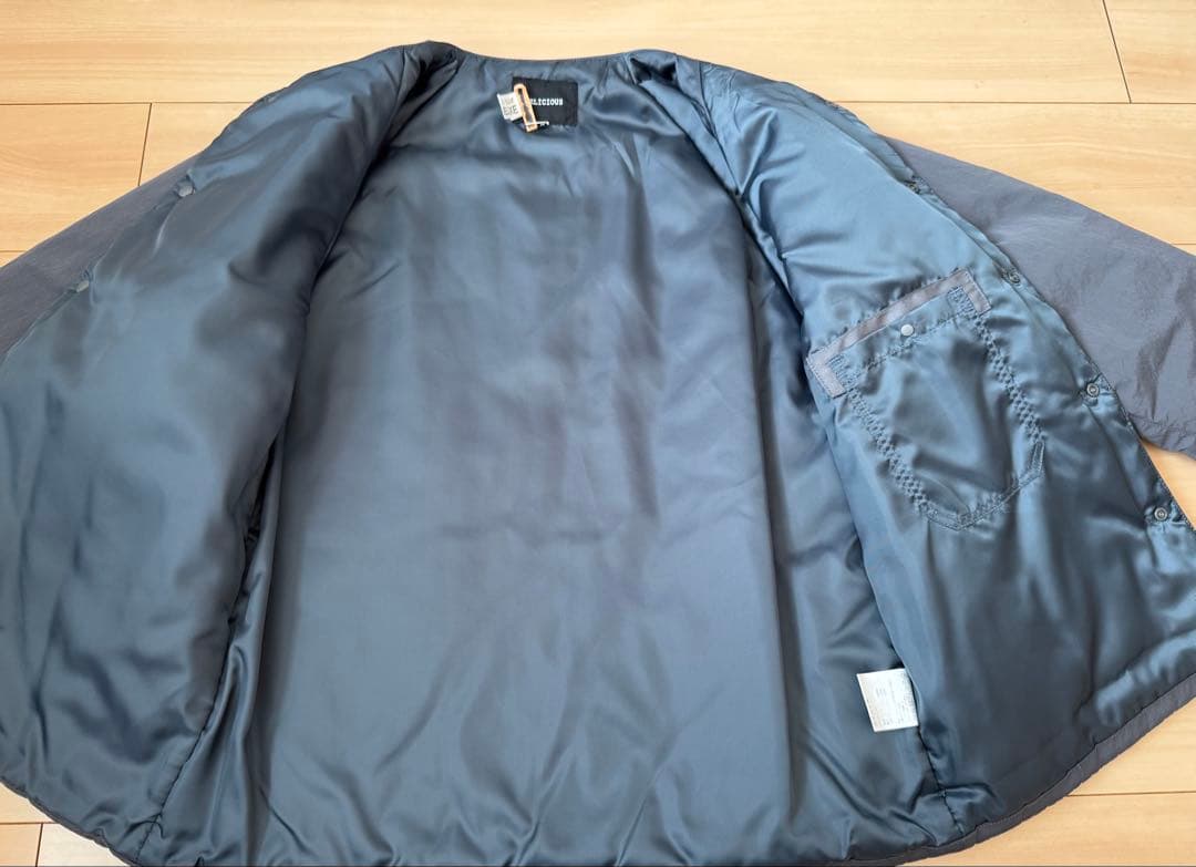 DELICIOUS 中綿ノーカラーグレージャケット M