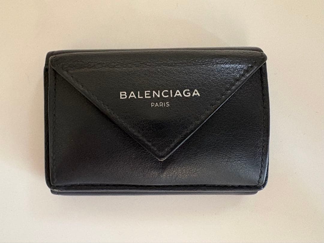 合法紙さん 専用 BALENCIAGA 3つ折り財布 ペーパーミニウォレット 黒