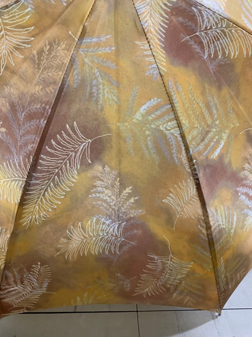 レア美品王室御用達イギリス製FOX社長傘雨傘ゴールド系植物柄フサ付き上品な傘