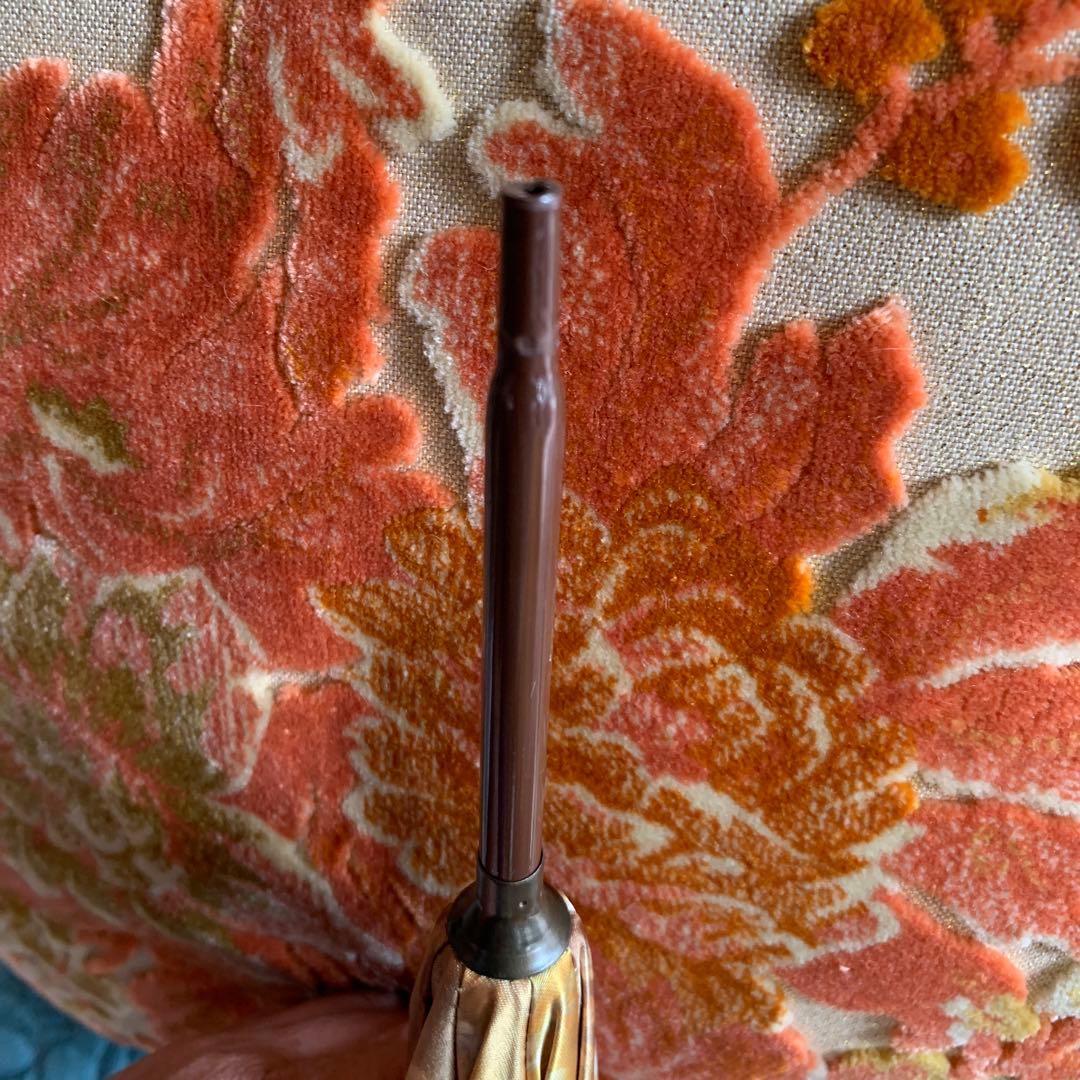 レア美品王室御用達イギリス製FOX社長傘雨傘ゴールド系植物柄フサ付き上品な傘