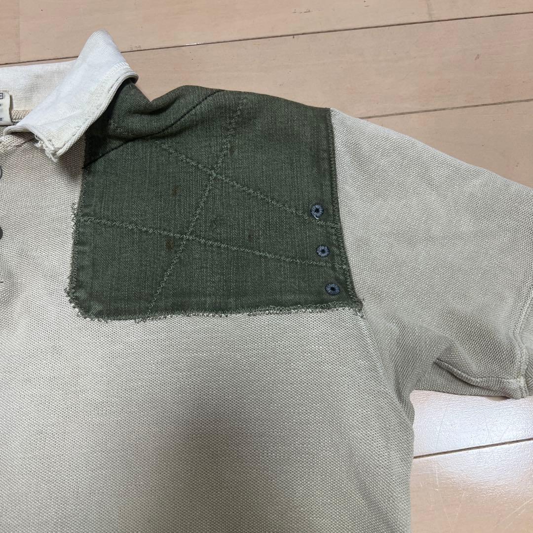 【希少】KAPITAL ヴィンテージ ポロシャツ カーキ パッチワーク 古着