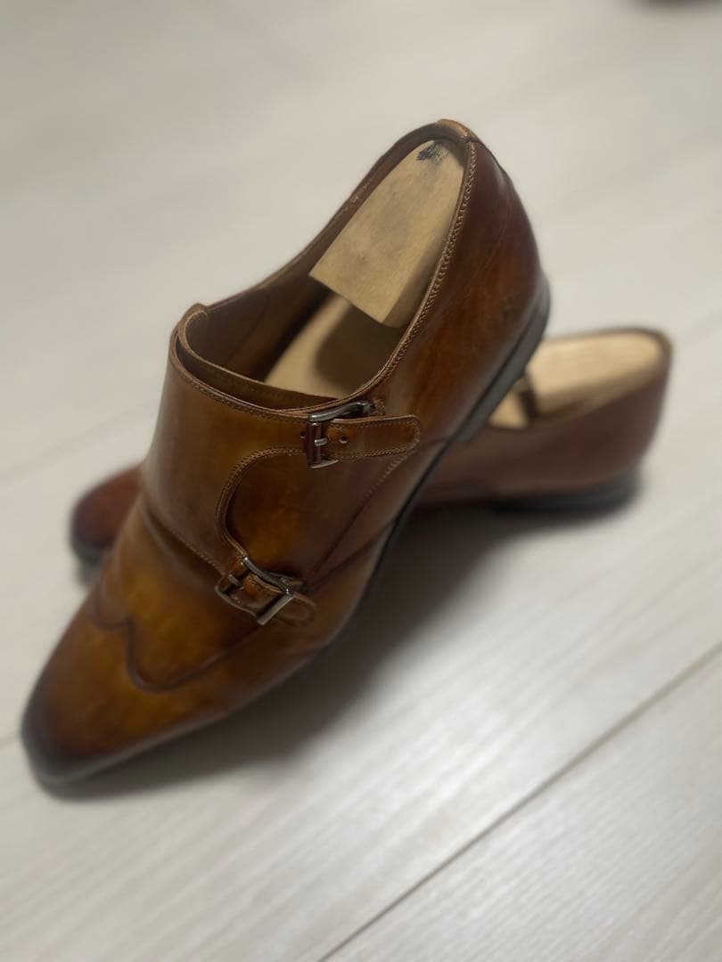 美品マグナーニブラウンレザー ダブルモンク