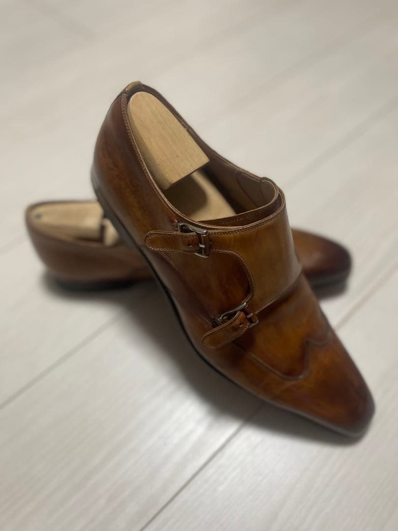 美品マグナーニブラウンレザー ダブルモンク