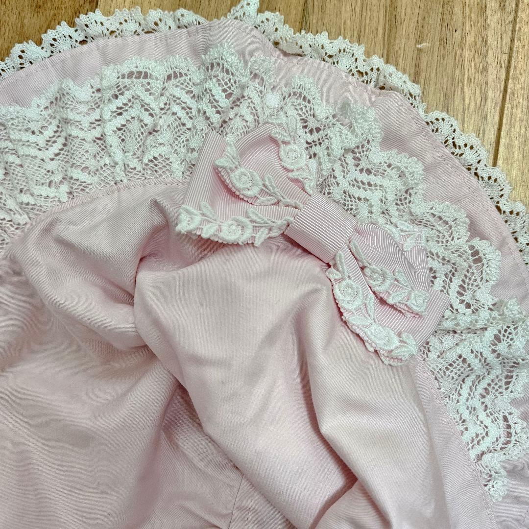 BABY トーションレース ピンク フルボンネット