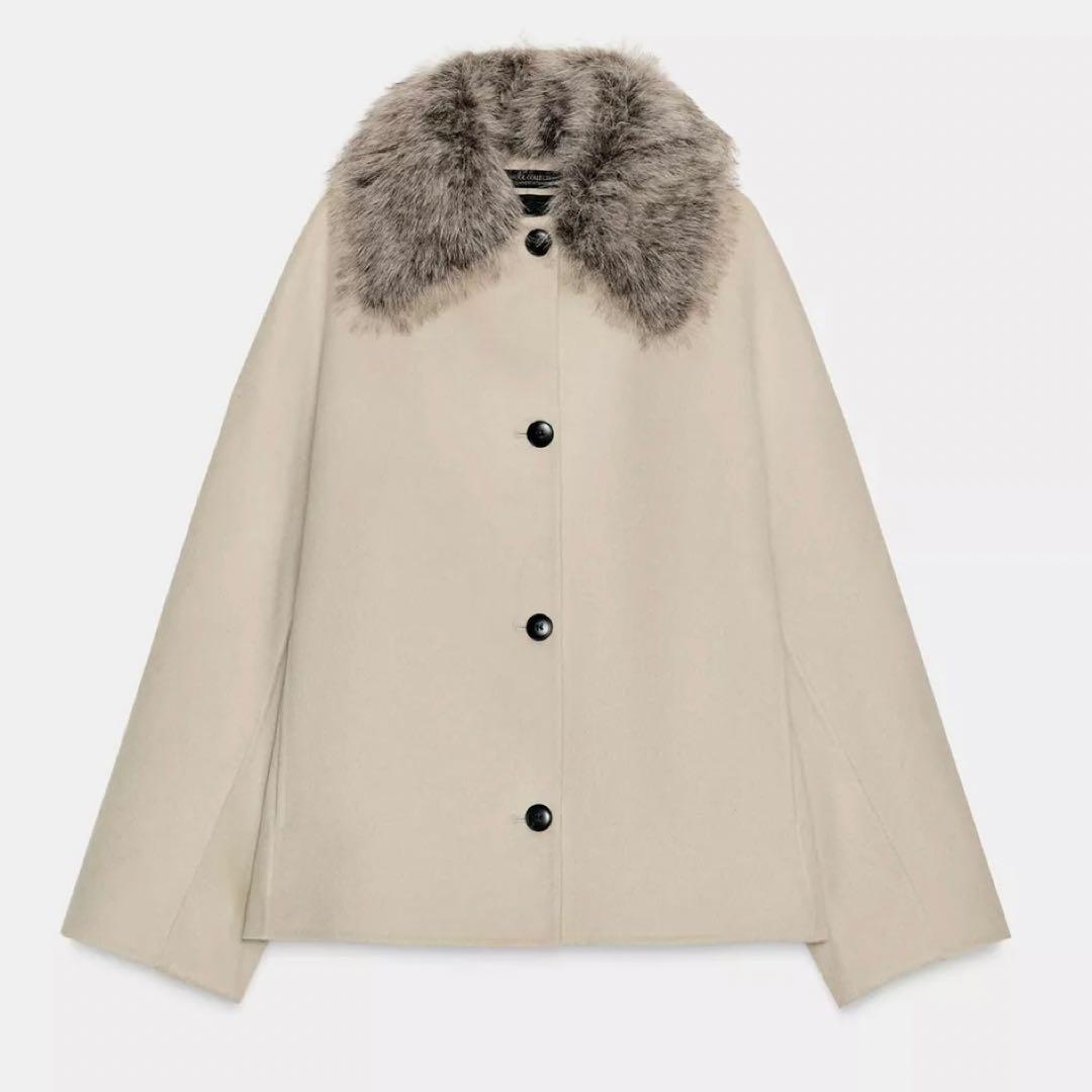 ZARA ZW COLLECTION ウール&フェイクファー襟ジャケット