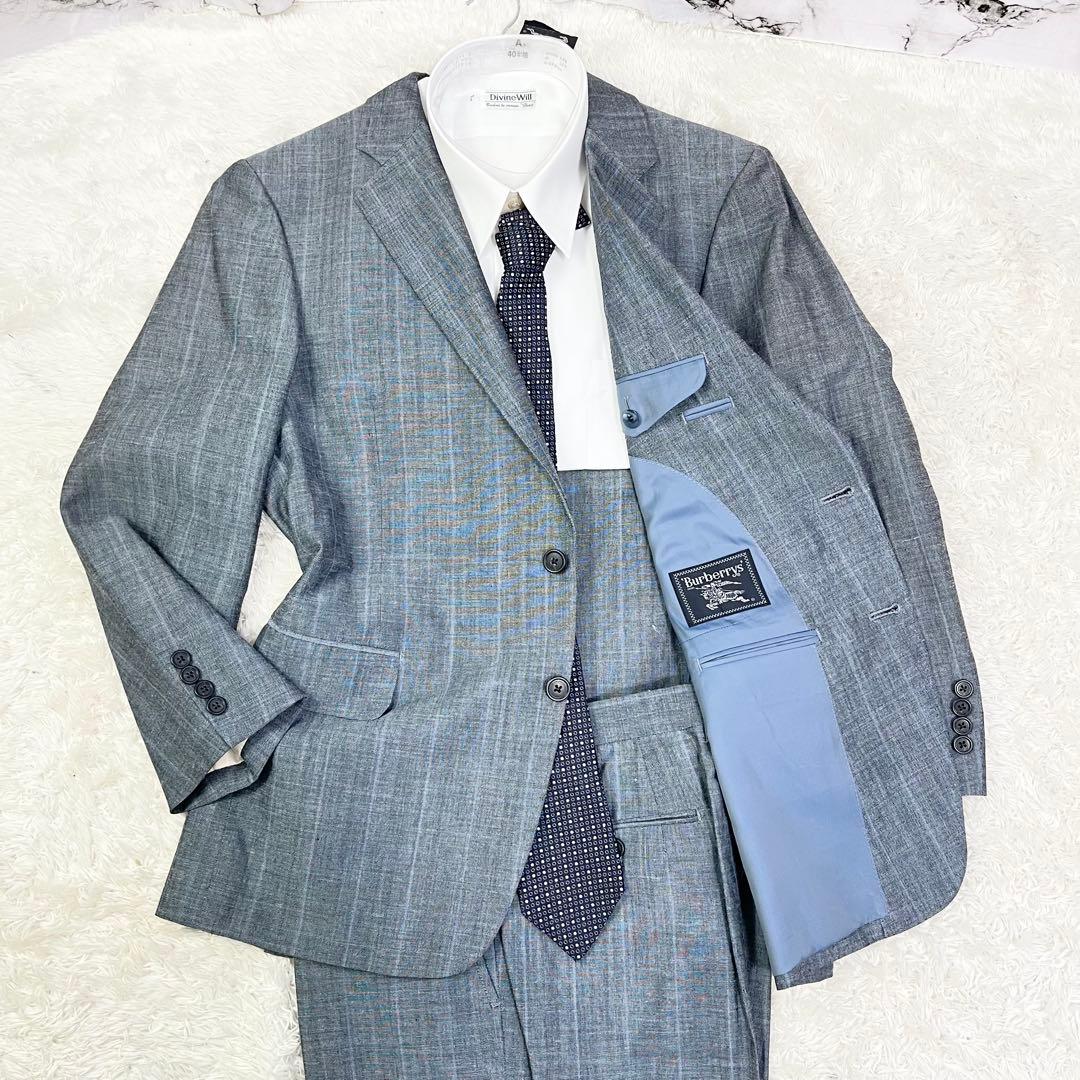 【新品】Burberry’s 麻 背抜き チェック セットアップ スーツ