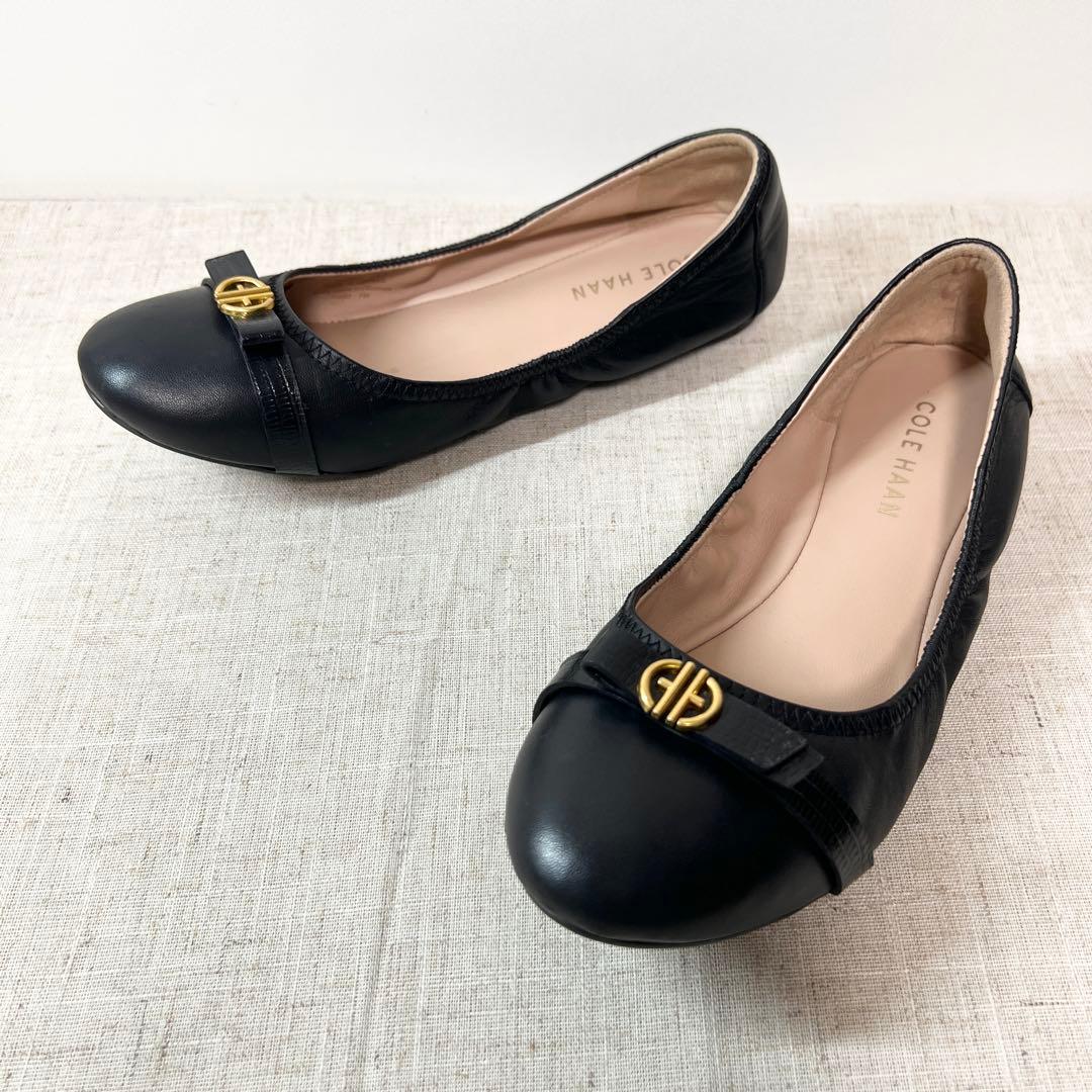 極美品★COLE HAAN コールハーン バレエ フラットシューズ CHロゴ