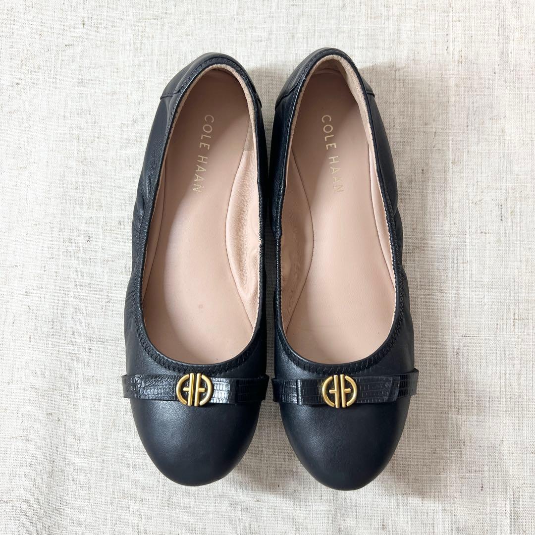 極美品★COLE HAAN コールハーン バレエ フラットシューズ CHロゴ