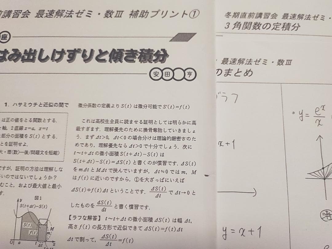 大数ゼミによる数学最速解法ゼミ数Ⅲプリントフルセット　駿台　鉄緑会　河合塾