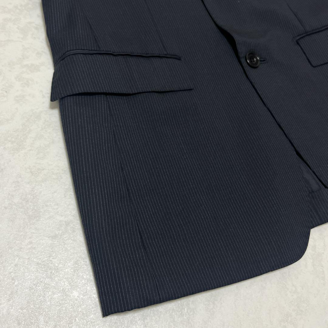 美品『バーバリーブラックレーベル』ドレススーツ ピークドラペル ストライプ 濃紺