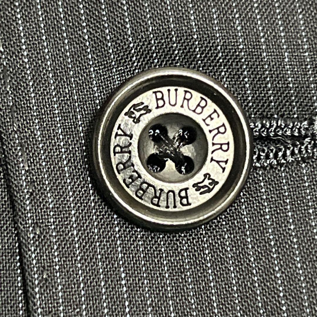 美品『バーバリーブラックレーベル』ドレススーツ ピークドラペル ストライプ 濃紺