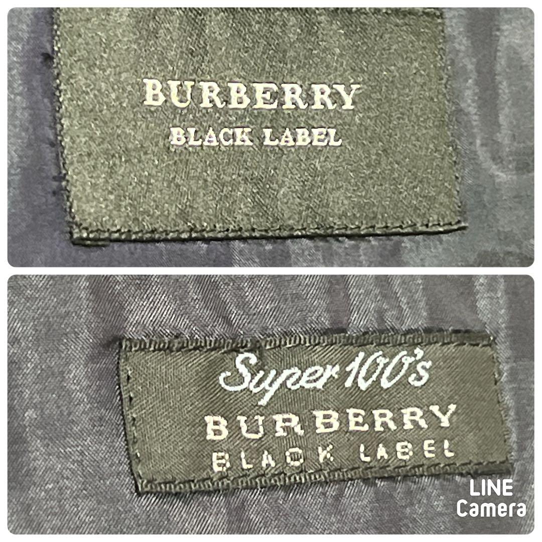 美品『バーバリーブラックレーベル』ドレススーツ ピークドラペル ストライプ 濃紺