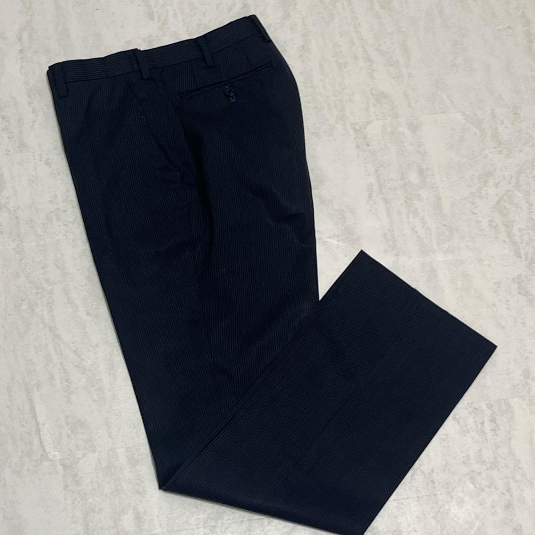 美品『バーバリーブラックレーベル』ドレススーツ ピークドラペル ストライプ 濃紺