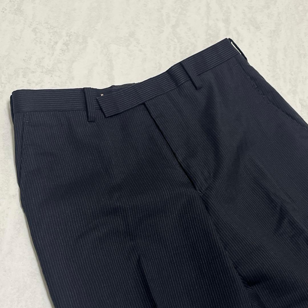 美品『バーバリーブラックレーベル』ドレススーツ ピークドラペル ストライプ 濃紺