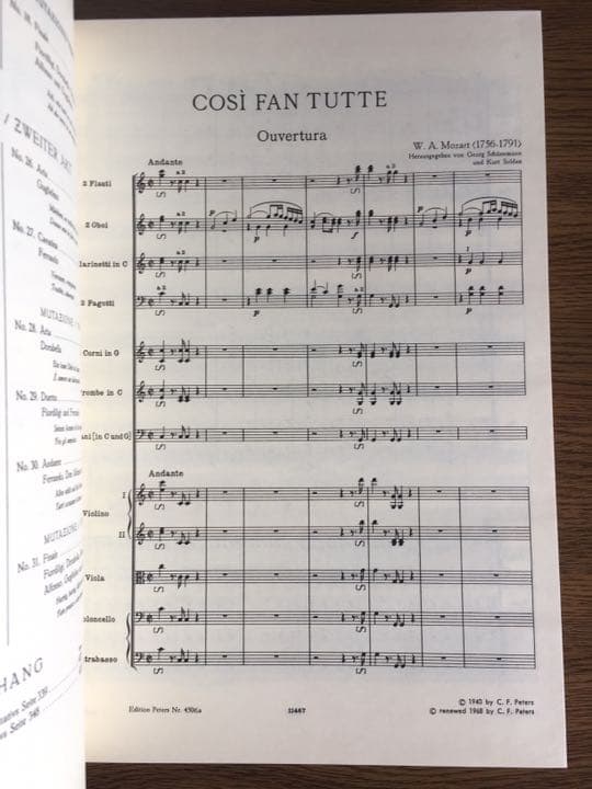 モーツァルト：コシファントゥッテ〜ペータース版