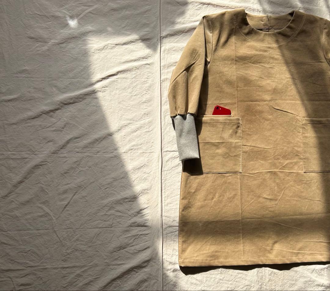 【さくらページ】シャツコーデュロイ＊アウター系かっぽう着ワンピース