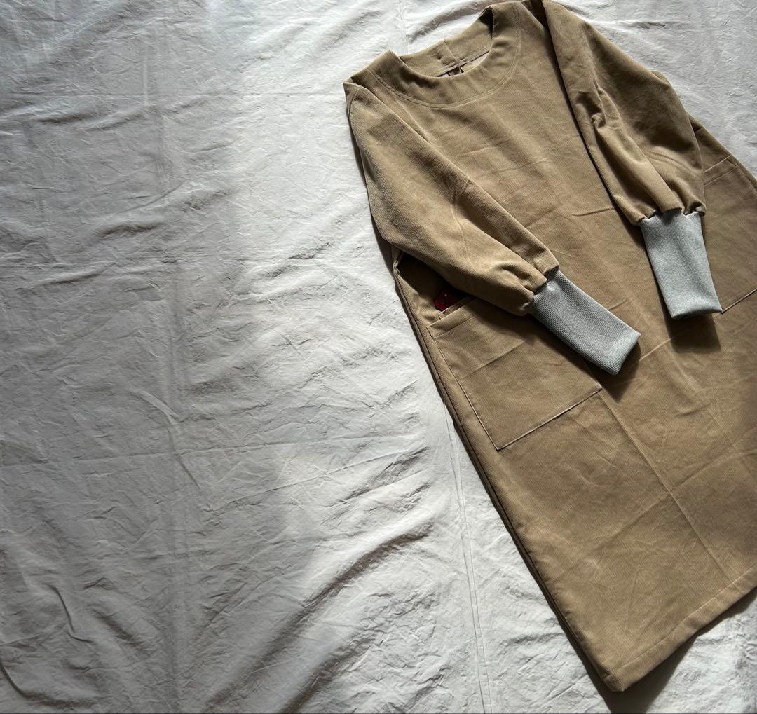 【さくらページ】シャツコーデュロイ＊アウター系かっぽう着ワンピース