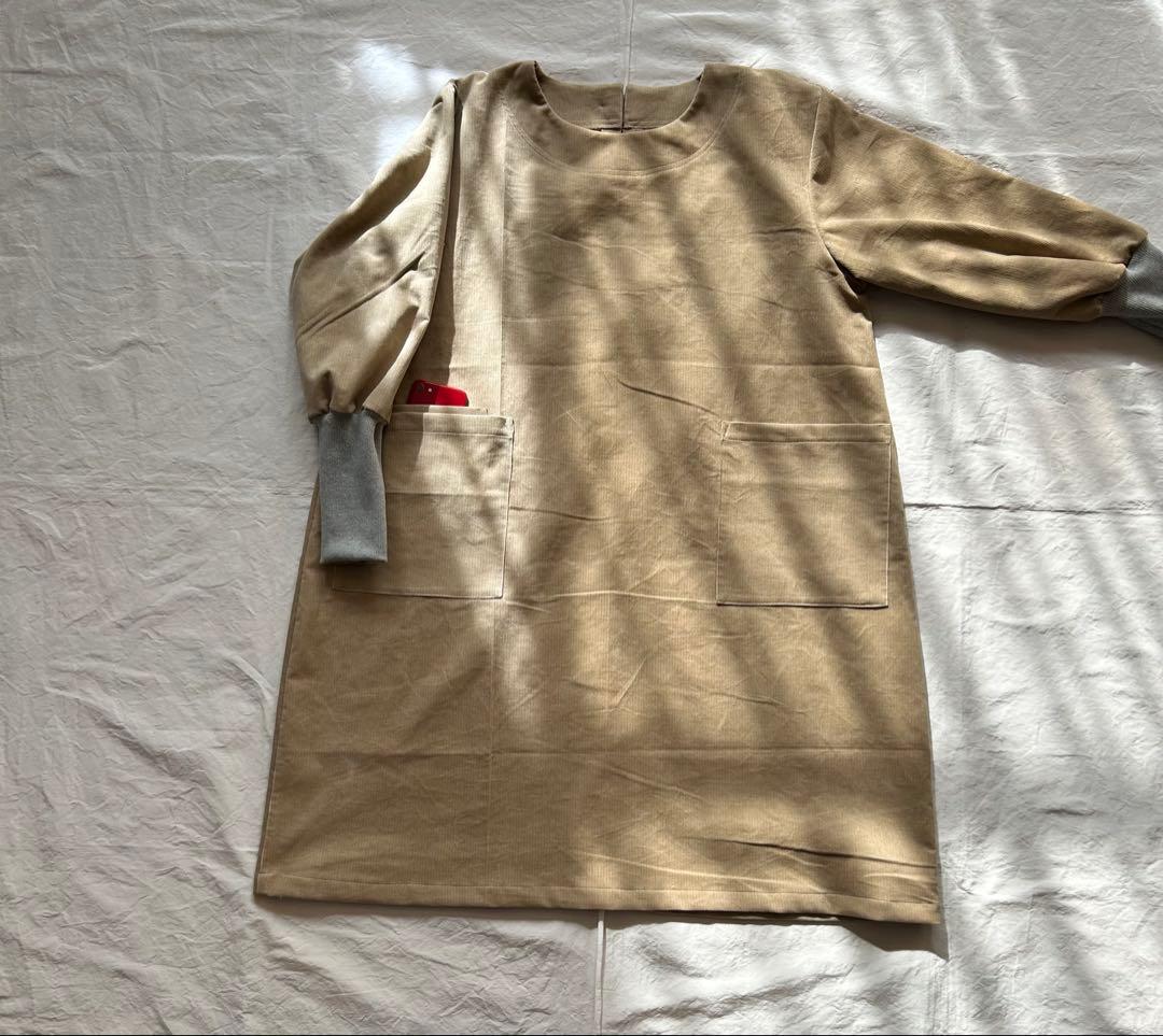 【さくらページ】シャツコーデュロイ＊アウター系かっぽう着ワンピース