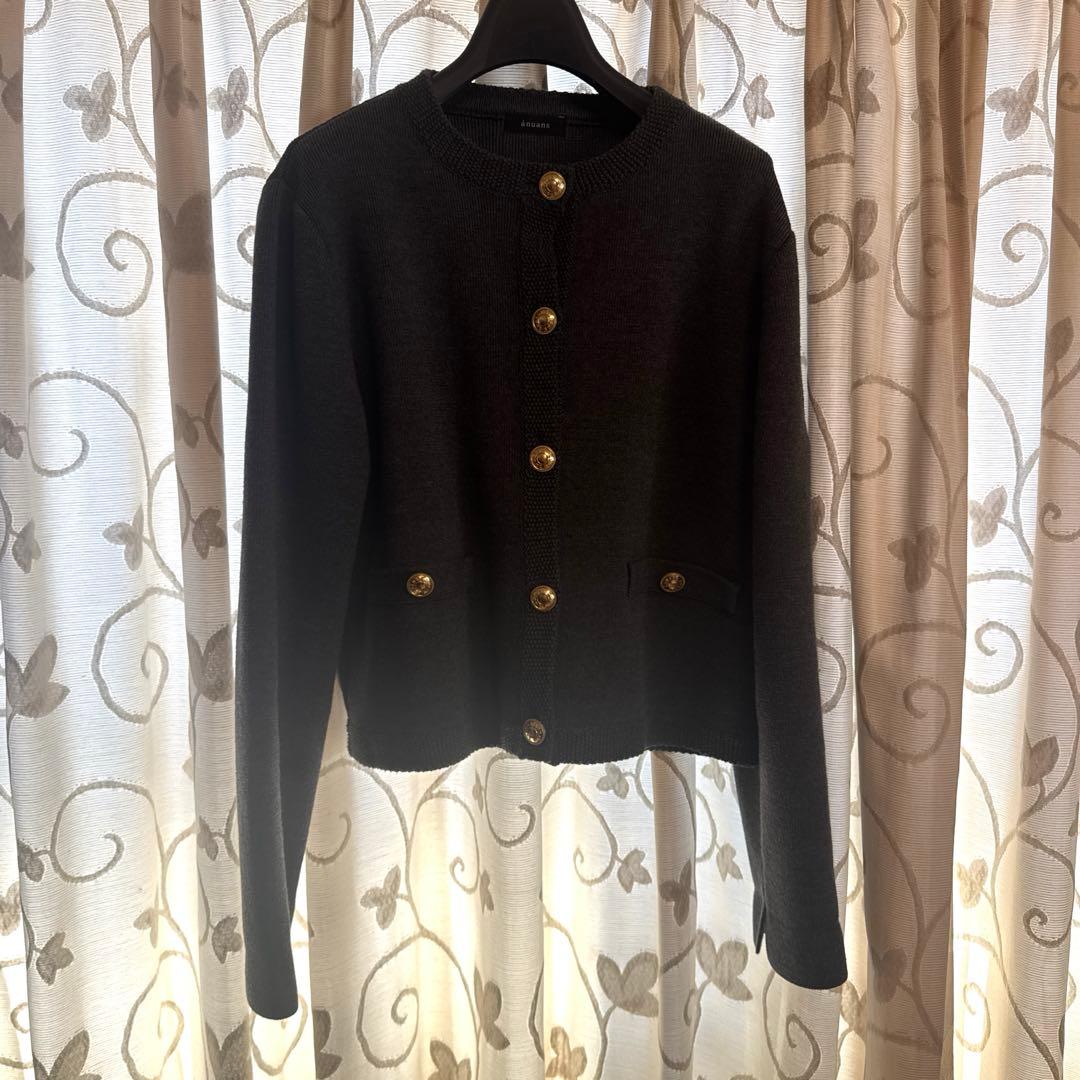 【ゆき☆さま】anuans ノーカラーニットジャケット　グレー