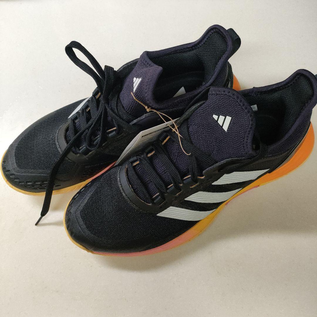 新品adidas テニスシューズ 25.5　ブラック/オレンジ ハードコート推奨