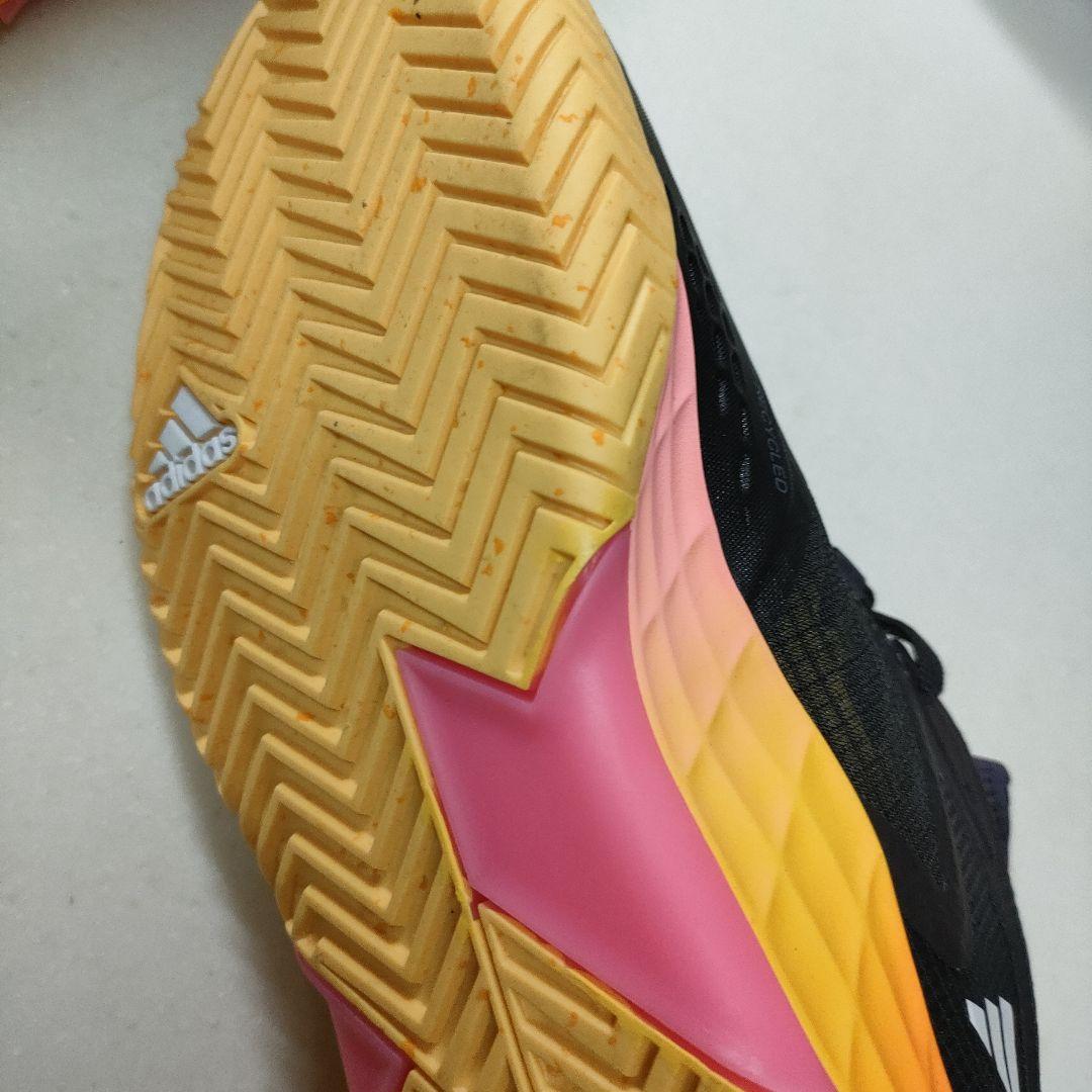 新品adidas テニスシューズ 25.5　ブラック/オレンジ ハードコート推奨