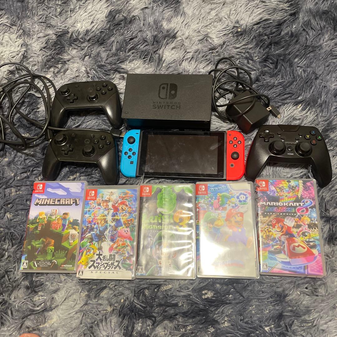 Nintendo Switch 本体 ソフト5個 コントローラー3台付き