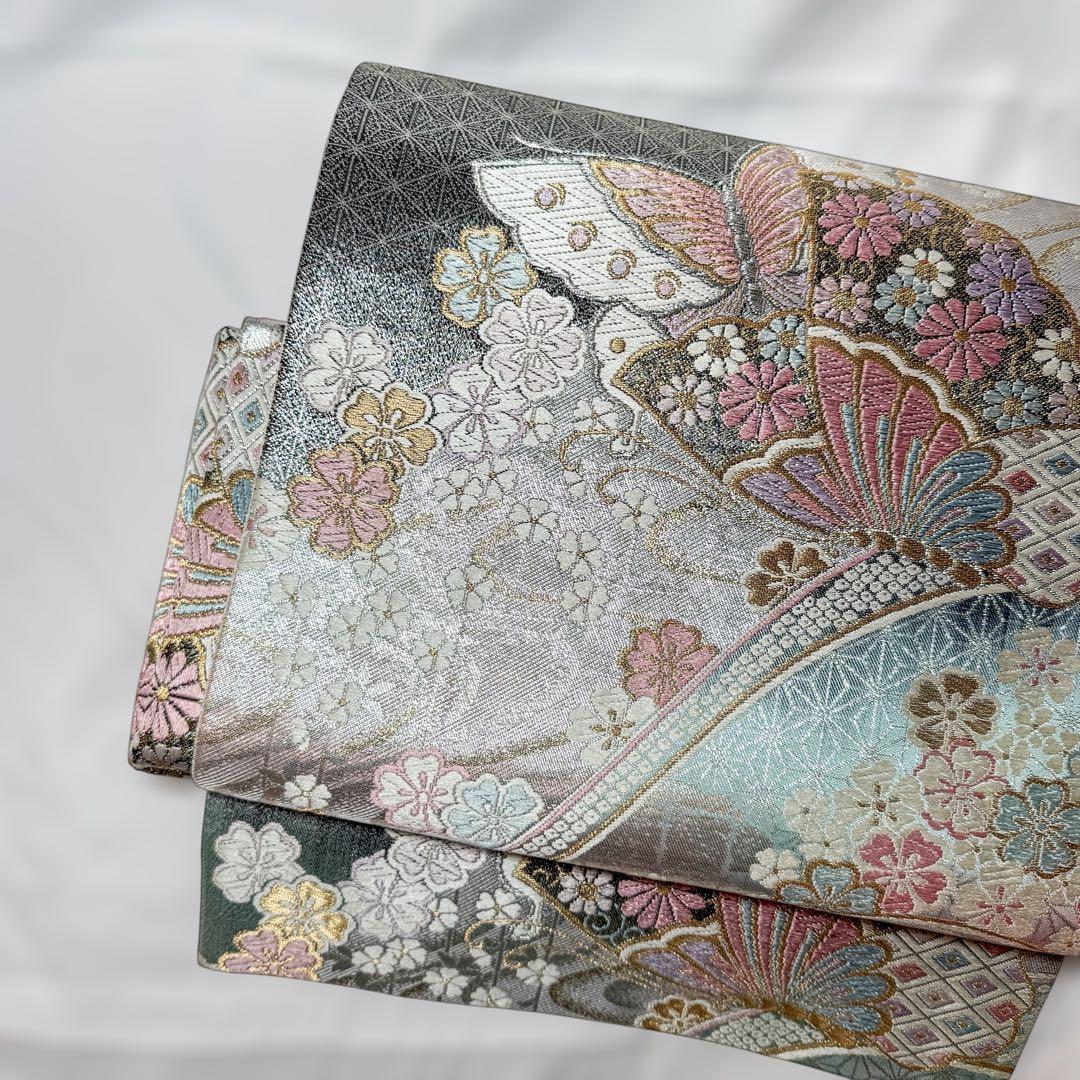 一体型 ワンタッチ帯 作り帯 マジックテープ 佐賀錦 豪華 袋帯 二重太鼓