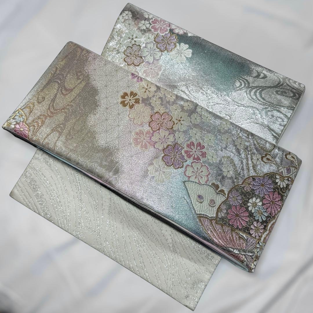 一体型 ワンタッチ帯 作り帯 マジックテープ 佐賀錦 豪華 袋帯 二重太鼓