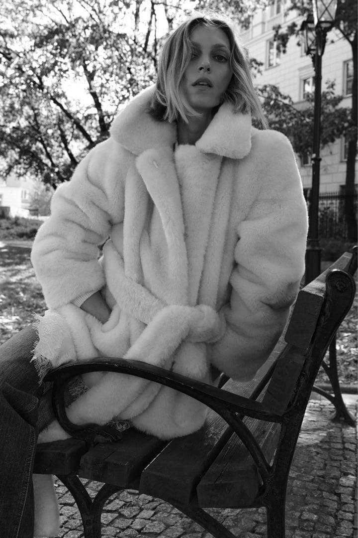 即発送✨ ZARA ZW COLLECTION フェイクファーコート ベルト付き