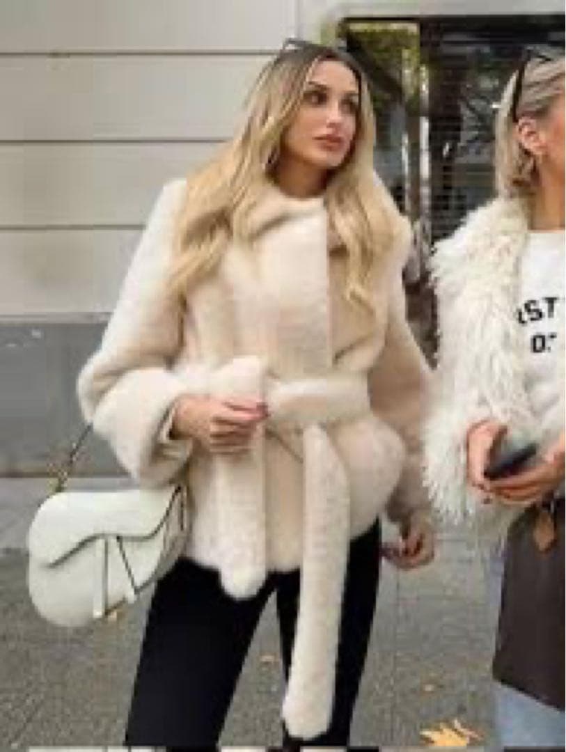 即発送✨ ZARA ZW COLLECTION フェイクファーコート ベルト付き