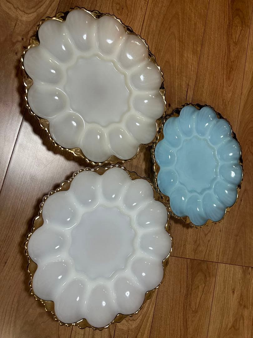 ファイヤーキング　エッグプレート ターコイズ/ホワイト/アイボリー３点セット