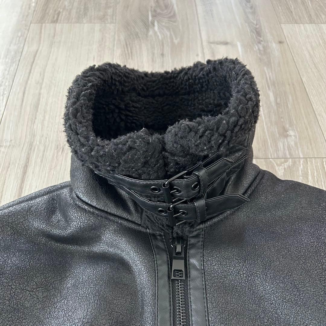 ZARA ザラ フェイクムートン B3 フライトジャケット M ブラック ボア