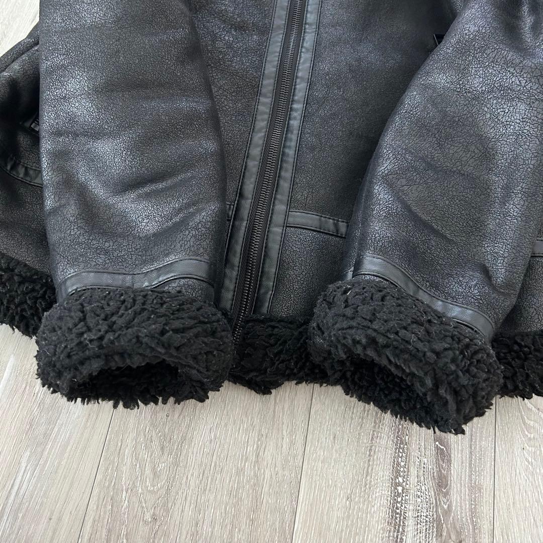 ZARA ザラ フェイクムートン B3 フライトジャケット M ブラック ボア
