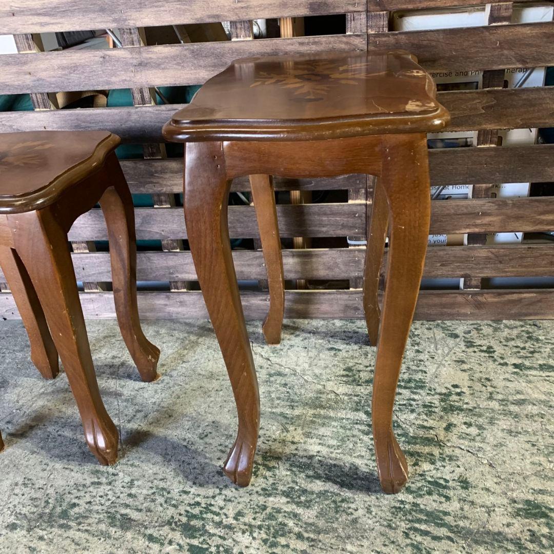 H886 レトロ家具 木製ネストテーブル 2点セット サイドテーブル 飾り棚