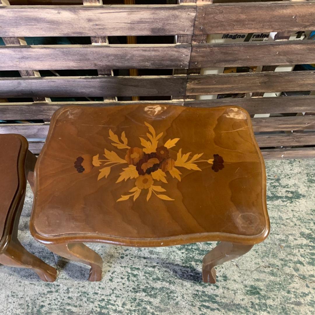 H886 レトロ家具 木製ネストテーブル 2点セット サイドテーブル 飾り棚