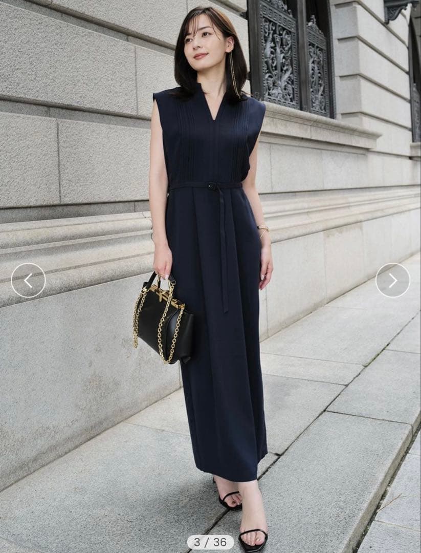 新品未使用anuans トリアセスキッパーネックワンピースSサイズ